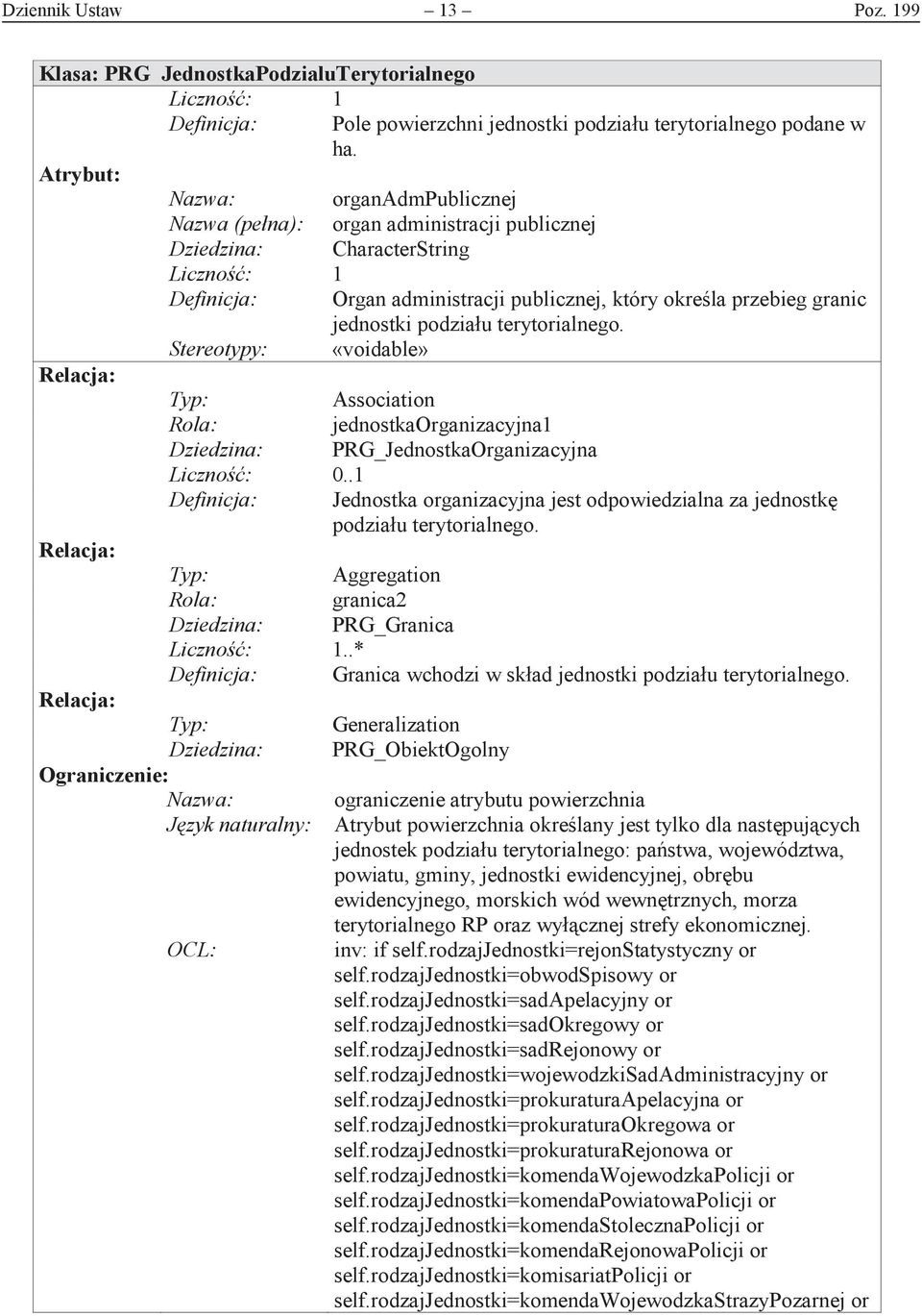 Stereotypy: «voidable» Relacja: Typ: Association Rola: jednostkaorganizacyjna1 Dziedzina: PRG_JednostkaOrganizacyjna Liczność: 0.