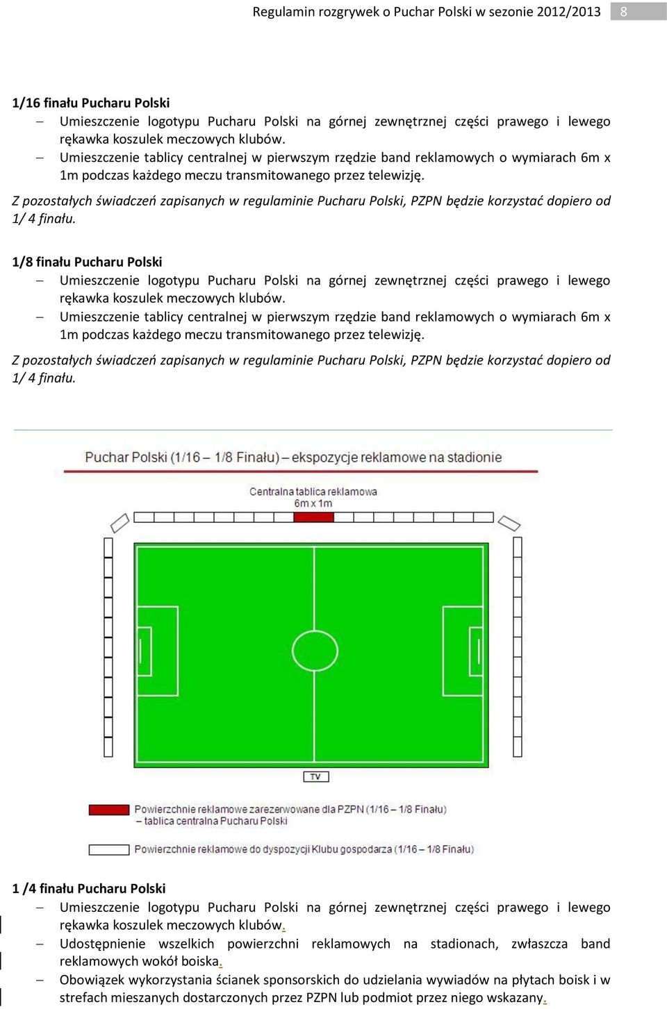 Z pozostałych świadczeń zapisanych w regulaminie Pucharu Polski, PZPN będzie korzystać dopiero od 1/ 4 finału.