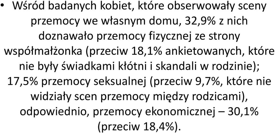 były świadkami kłótni i skandali w rodzinie); 17,5% przemocy seksualnej (przeciw 9,7%, które