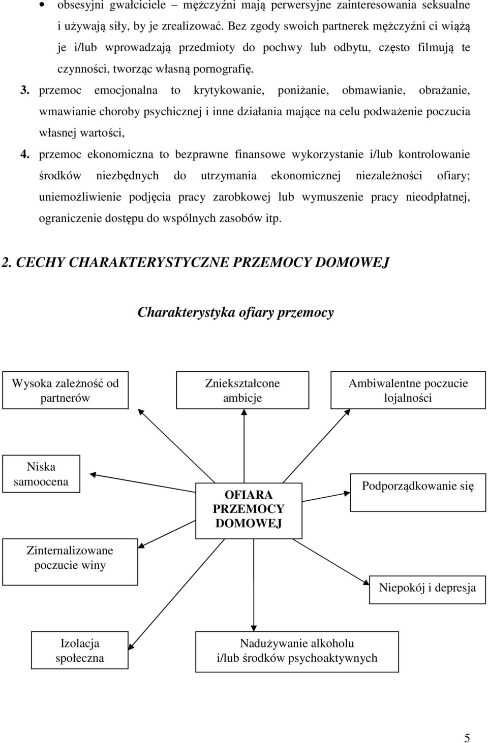 przemoc emocjonalna to krytykowanie, poniżanie, obmawianie, obrażanie, wmawianie choroby psychicznej i inne działania mające na celu podważenie poczucia własnej wartości, 4.