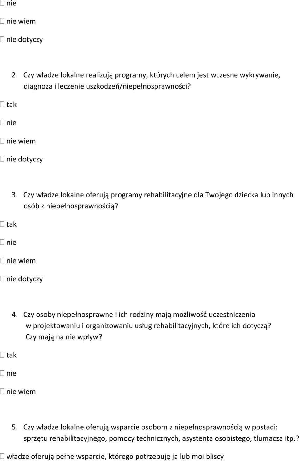 Czy osoby niepełnosprawne i ich rodziny mają możliwość uczestniczenia w projektowaniu i organizowaniu usług rehabilitacyjnych, które ich dotyczą? Czy mają na nie wpływ?