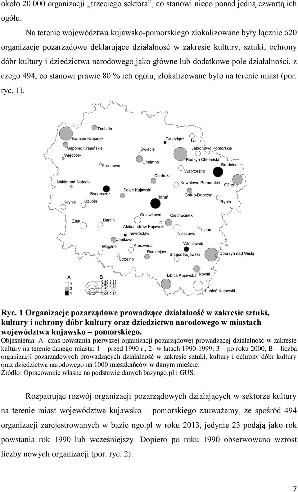 jako główne lub dodatkowe pole działalności, z czego 494, co stanowi prawie 80 % ich ogółu, zlokalizowane było na terenie miast (por. ryc. 1).