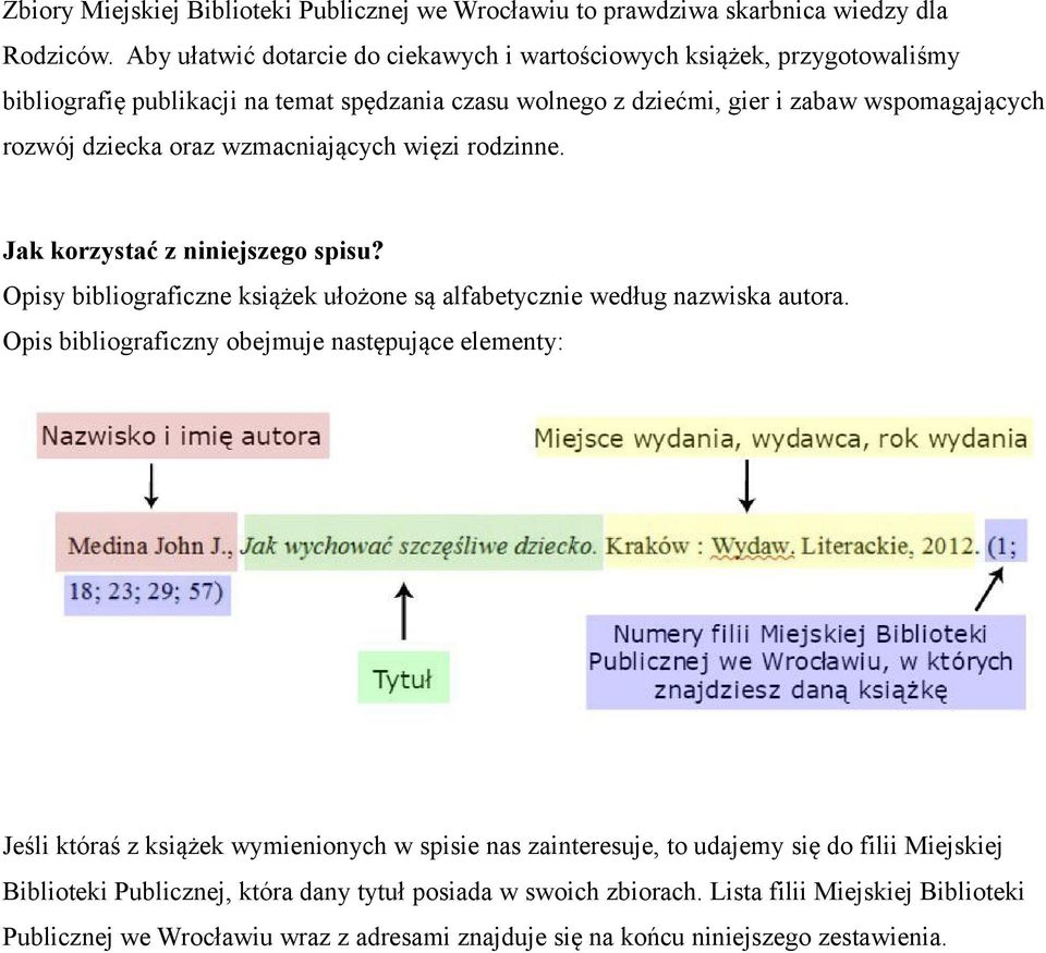 wzmacniających więzi rodzinne. Jak korzystać z niniejszego spisu? Opisy bibliograficzne książek ułożone są alfabetycznie według nazwiska autora.