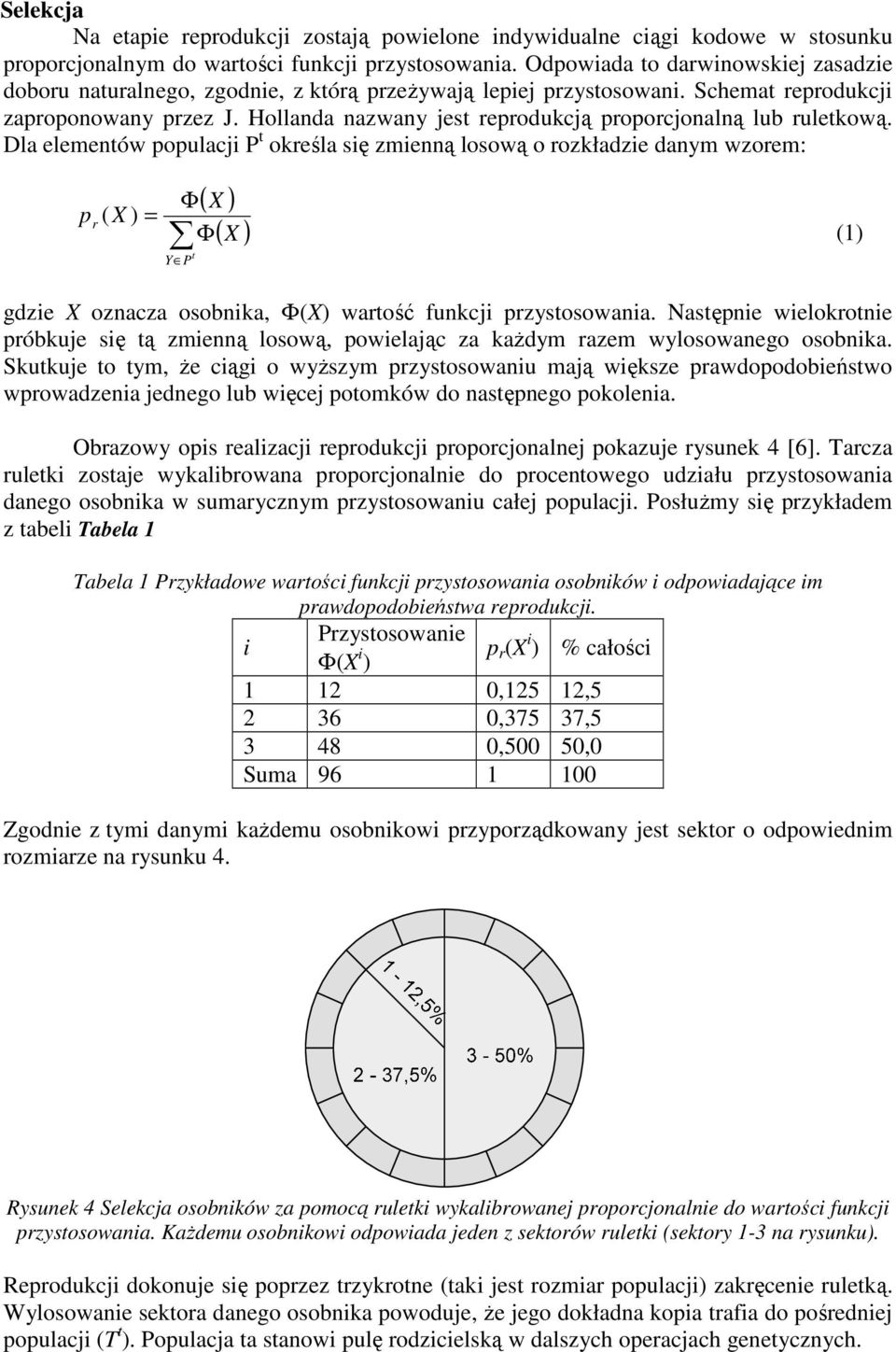 Hollanda nazwany jest reprodukcją proporcjonalną lub ruletkową.