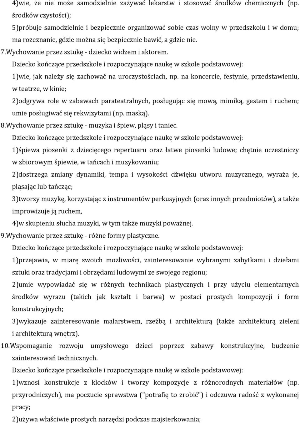 Wychowanie przez sztukę - dziecko widzem i aktorem. 1)wie, jak należy się zachować na uroczystościach, np.