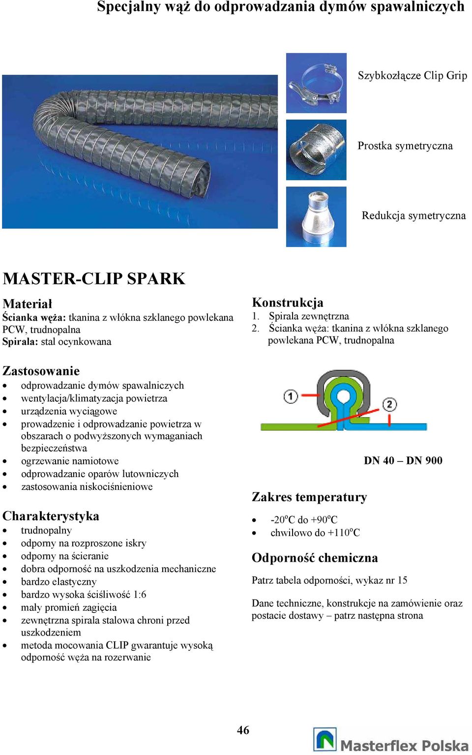 podwyszonych wymaganiach bezpieczestwa ogrzewanie namiotowe odprowadzanie oparów lutowniczych zastosowania niskocinieniowe Charakterystyka trudnopalny odporny na rozproszone iskry odporny na cieranie