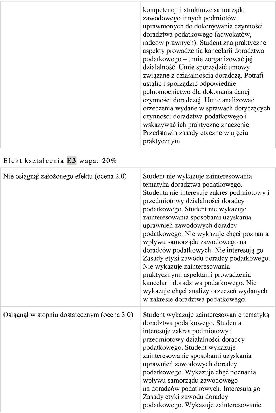 Potrafi ustalić i sporządzić odpowiednie pełnomocnictwo dla dokonania danej czynności doradczej.