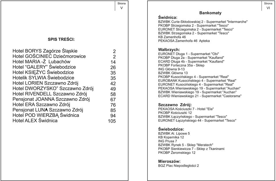 9-13 BZWBK łówna 13 KOB Kusocińskiego 4 - Supermarket "Real" UROBANK Kusocińskiego 4 - Supermarket "Real" URONT Kusocińskiego 4 - Supermarket "Real" KAOSA Wieniawskiego 19 - Supermarket "Auchan"