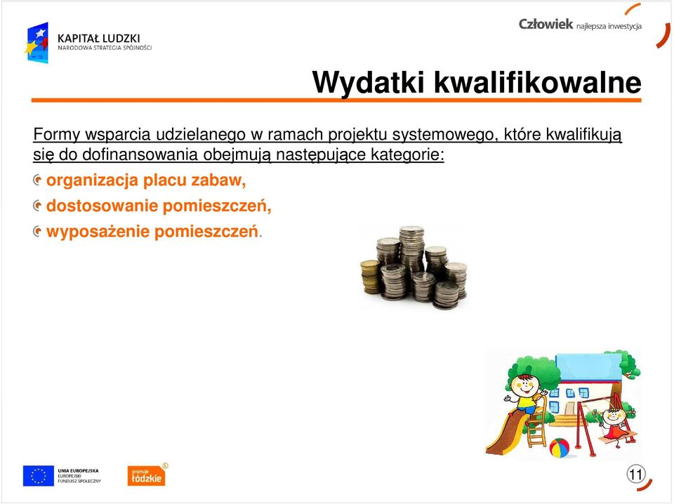 następujące kategorie: organizacja placu zabaw,