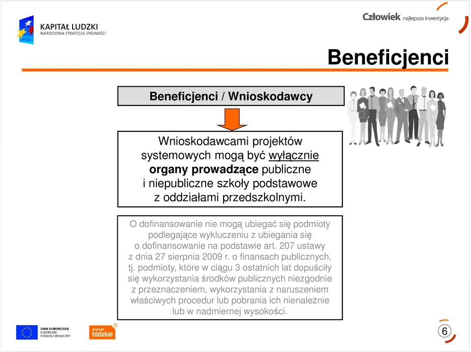 O dofinansowanie nie mogą ubiegać się podmioty podlegające wykluczeniu z ubiegania się o dofinansowanie na podstawie art.