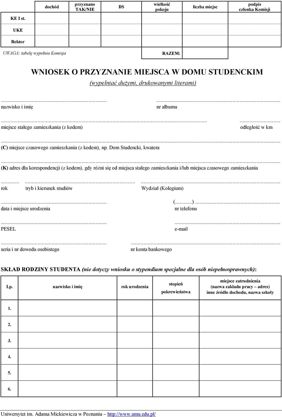 ..... miejsce stałego zamieszkania (z kodem) odległość w km (C) miejsce czasowego zamieszkania (z kodem), np.