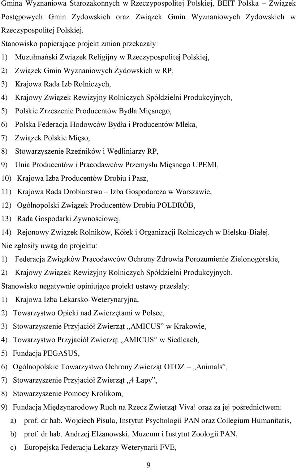 Związek Rewizyjny Rolniczych Spółdzielni Produkcyjnych, 5) Polskie Zrzeszenie Producentów Bydła Mięsnego, 6) Polska Federacja Hodowców Bydła i Producentów Mleka, 7) Związek Polskie Mięso, 8)