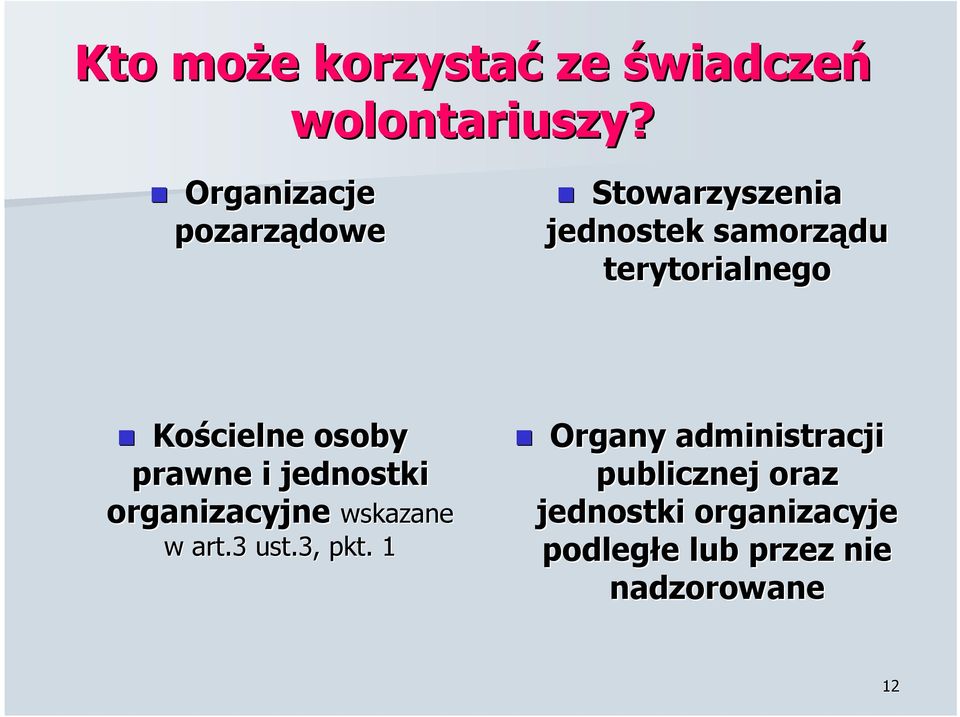 Kościelne osoby prawne i jednostki organizacyjne wskazane w art.3 ust.