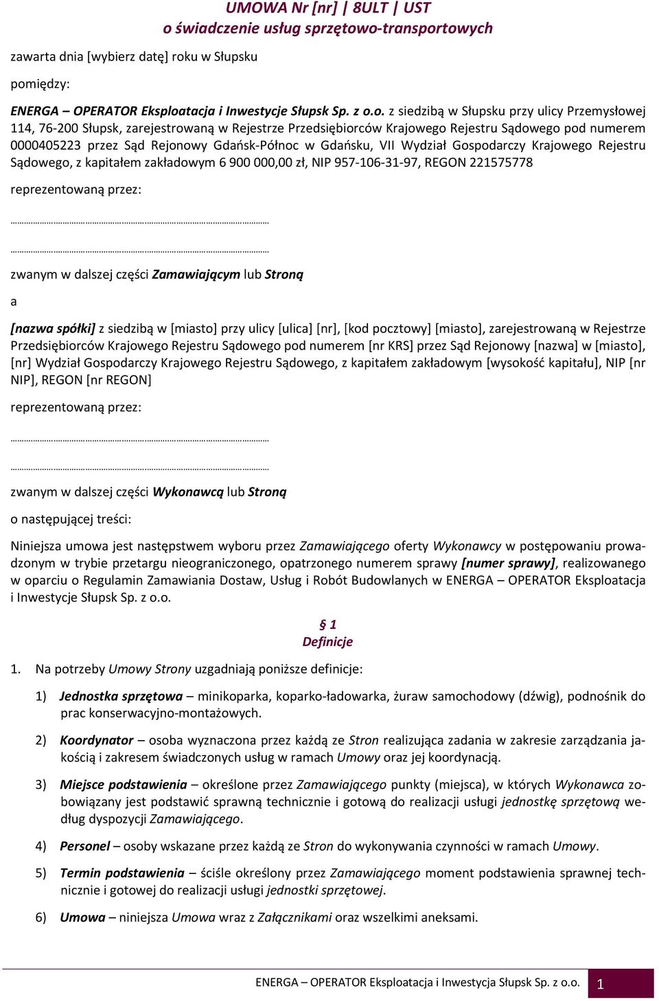 iędzy: UMOWA Nr [nr] 8ULT UST o 