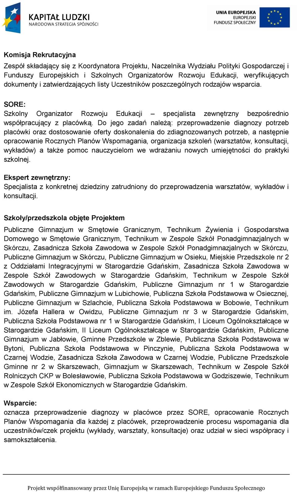 Do jego zadań należą: przeprowadzenie diagnozy potrzeb placówki oraz dostosowanie oferty doskonalenia do zdiagnozowanych potrzeb, a następnie opracowanie Rocznych Planów Wspomagania, organizacja