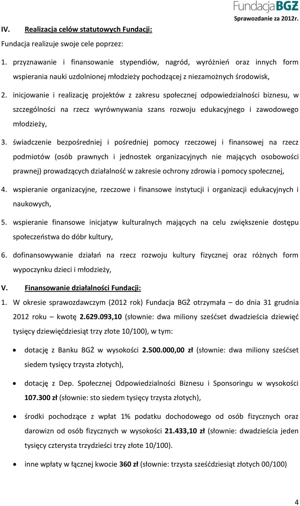 inicjowanie i realizację projektów z zakresu społecznej odpowiedzialności biznesu, w szczególności na rzecz wyrównywania szans rozwoju edukacyjnego i zawodowego młodzieży, 3.