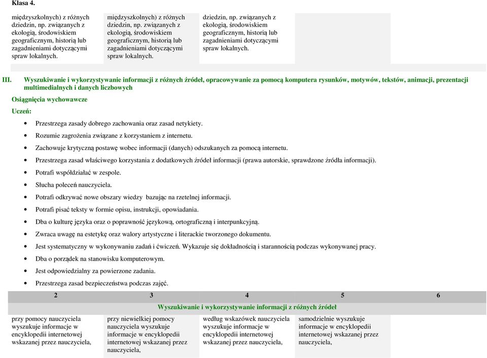 związanych z ekologią, środowiskiem geograficznym, historią lub zagadnieniami dotyczącymi spraw lokalnych. III.