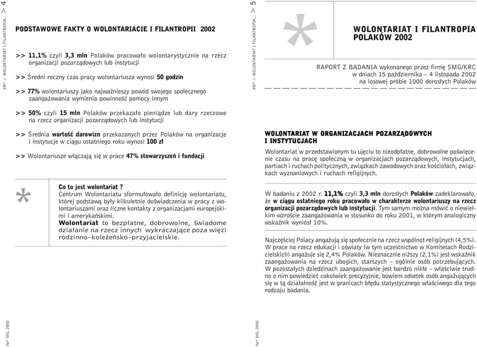 wolontariusza wynosi 50 godzin >> 77% wolontariuszy jako najważnieszy powód swojego społecznego zaangażowania wymienia powinność pomocy innym .