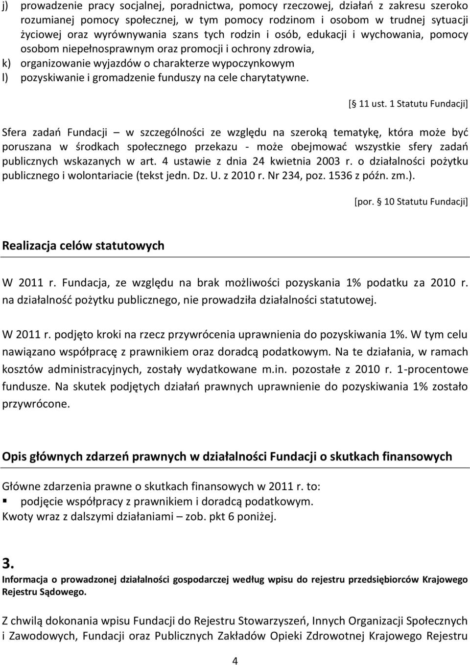 funduszy na cele charytatywne. * 11 ust.