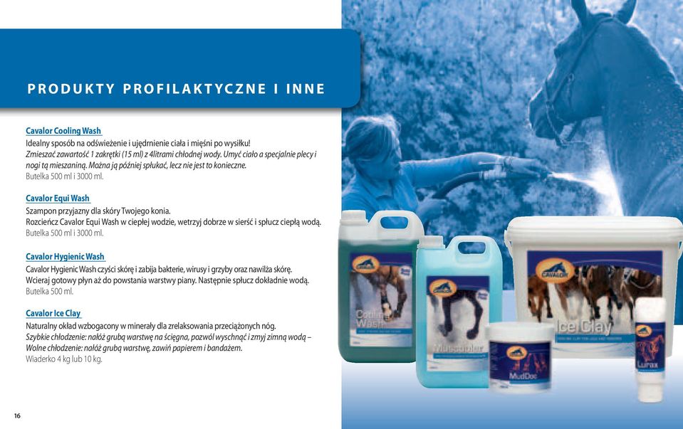 Rozcieńcz Cavalor Equi Wash w ciepłej wodzie, wetrzyj dobrze w sierść i spłucz ciepłą wodą. Butelka 500 ml i 3000 ml.