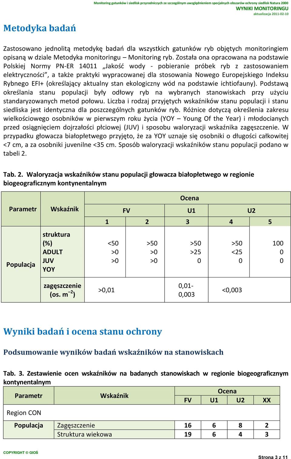 Indeksu Rybnego EFI+ (określający aktualny stan ekologiczny wód na podstawie ichtiofauny).