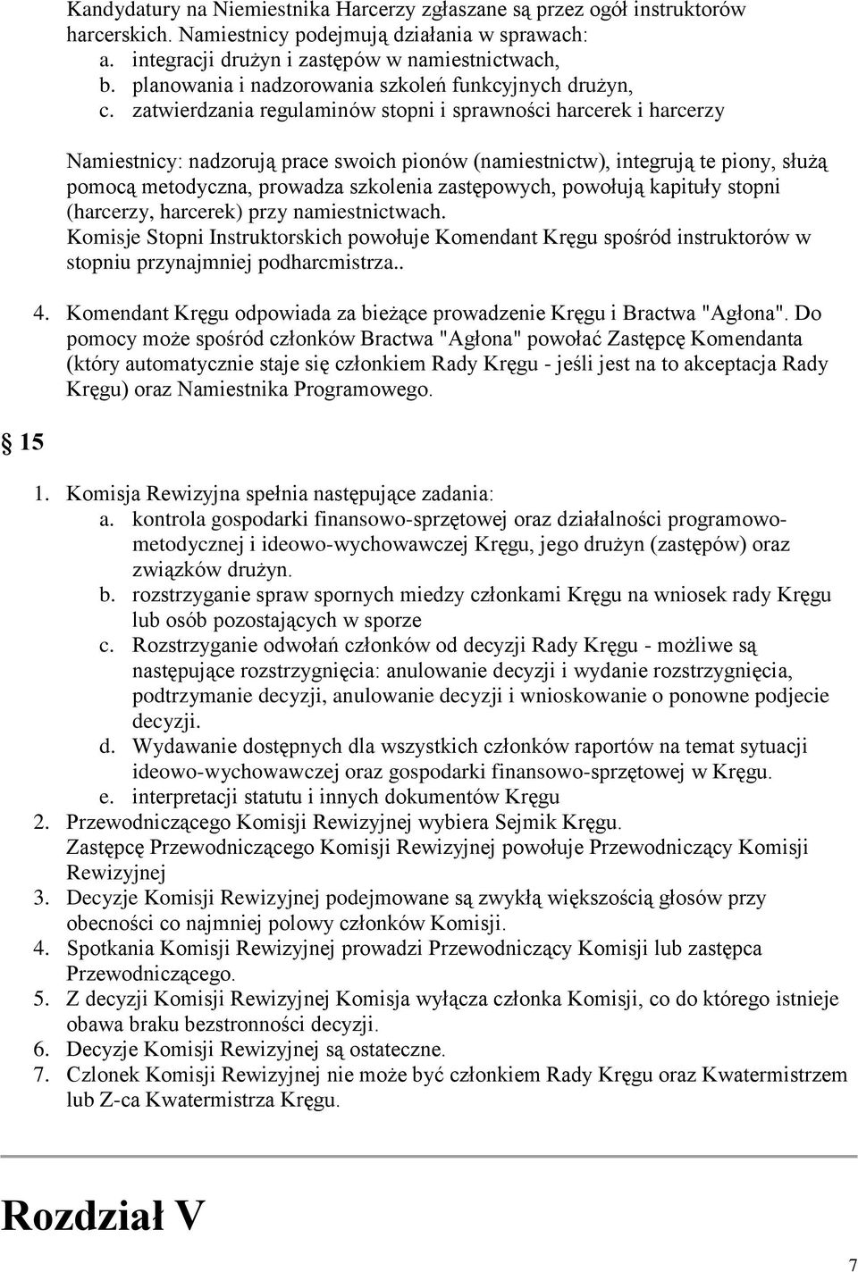 zatwierdzania regulaminów stopni i sprawności harcerek i harcerzy Namiestnicy: nadzorują prace swoich pionów (namiestnictw), integrują te piony, służą pomocą metodyczna, prowadza szkolenia