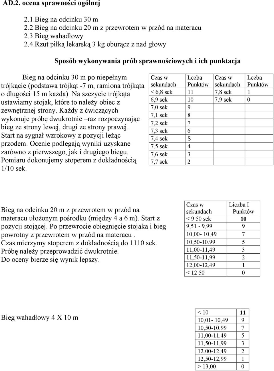 m każda). Na szczycie trójkąta ustawiamy stojak, które to należy obiec z zewnętrznej strony.