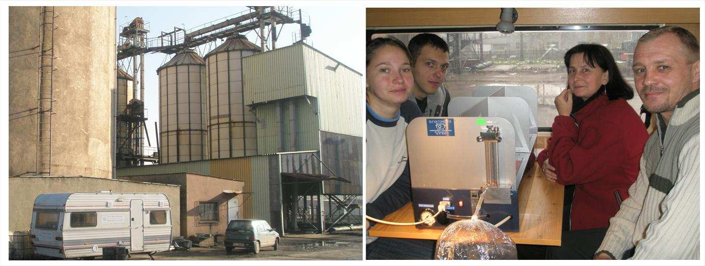 dynamiczny, półautomatyczny olfaktometr TO7. W pomiarach uczestniczył 6-osobowy zespół Pracowni Zapachowej Jakości Powietrza. Rysunek 2. Mobilne Laboratorium Odorymetrii w KOMAG