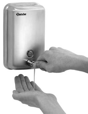 Nehmen Sie die Wandhalterung vom Seifenspender ab und markieren Sie die Bohrlöcher anhand der Löcher in der Wandhalterung in gewünschter Höhe an der Wand.