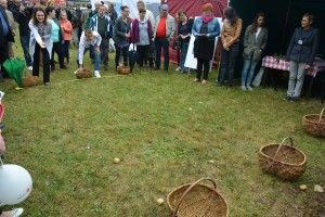 Zwiedzający mogli wziąć udział w konkursie: Rzut pyrką do koszyka. (fot. ŁODR) Zwiedzający mogli uczestniczyć w pokazach, kiermaszach, konkursach, m.in.