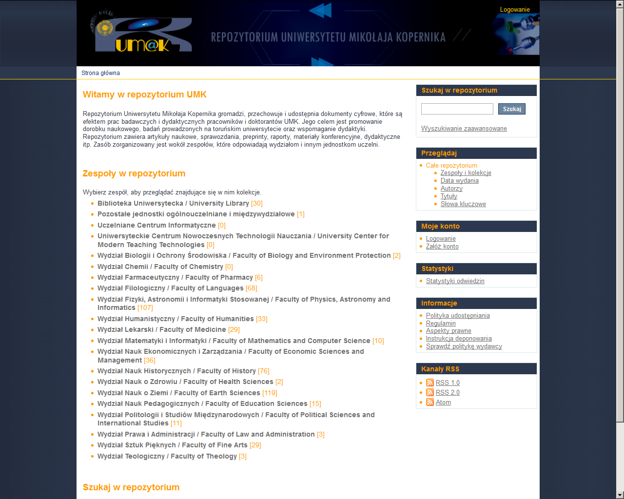 Repozytorium UMK od 2012 rum@k - w repozytorium instytucjonalnym UMK (dspace) znajdują się współczesne materiały dydaktyczne i naukowe pracowników i