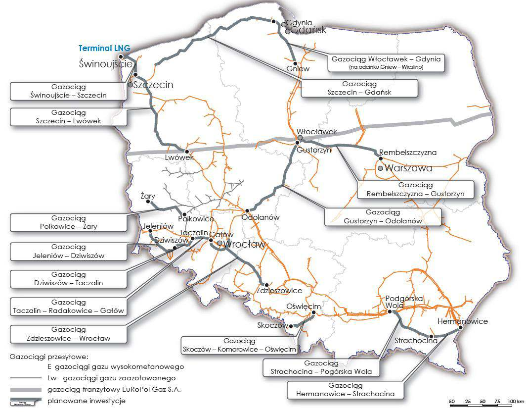 PLANOWANE INWESTYCJE W INFRASTRUKTURĘ GAZOWĄ Segment infrastruktury zbudowany przez Stalprofil ma bardzo dużą ekspozycję na inwestycje w infrastrukturę gazową.