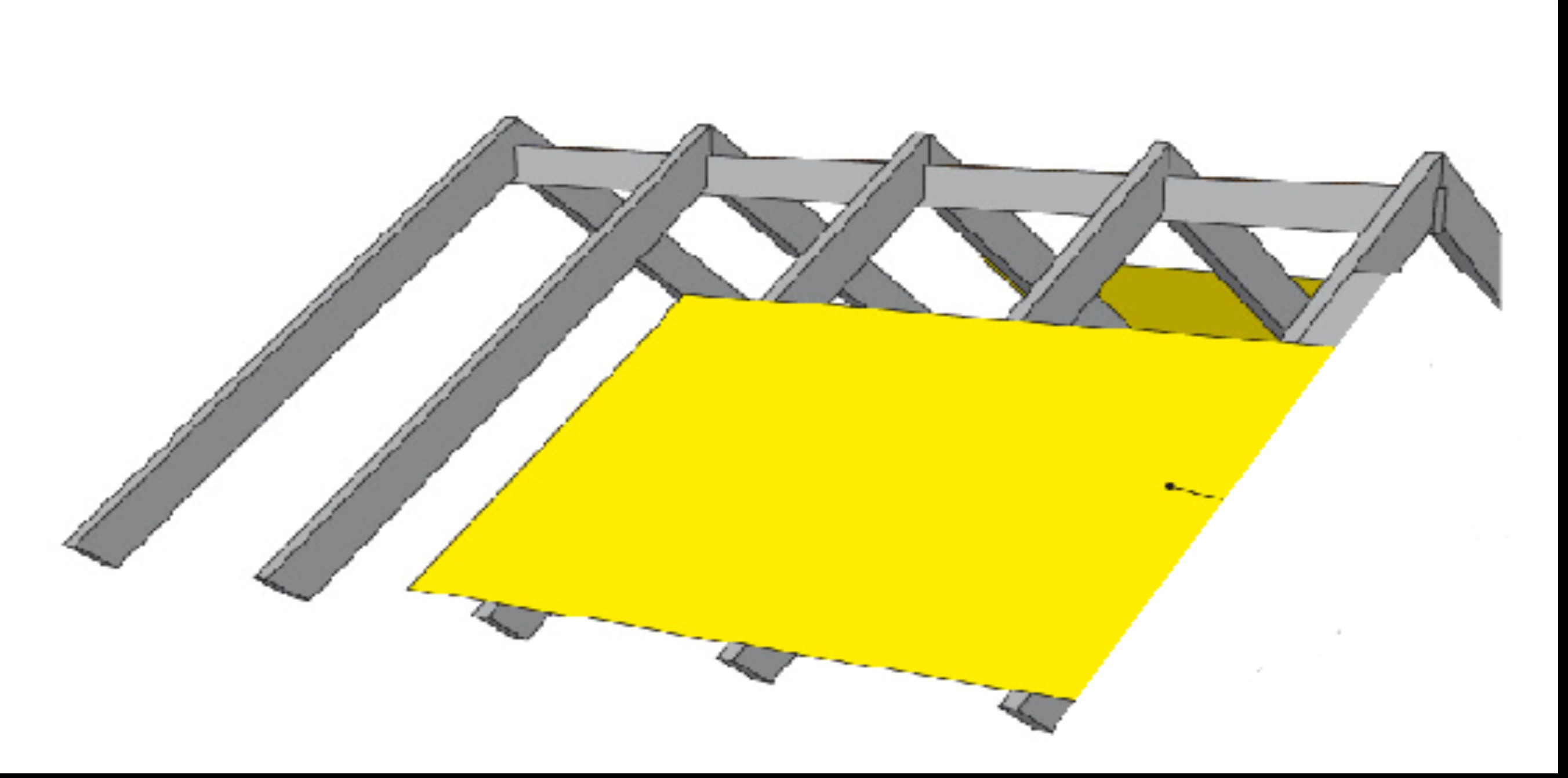 Folia dachowa Folię dachową należy ułożyć poziomo na krokwiach od okapu w kierunku kalenicy i zamocować za pomocą zszywek tak aby była lekko naprężona.