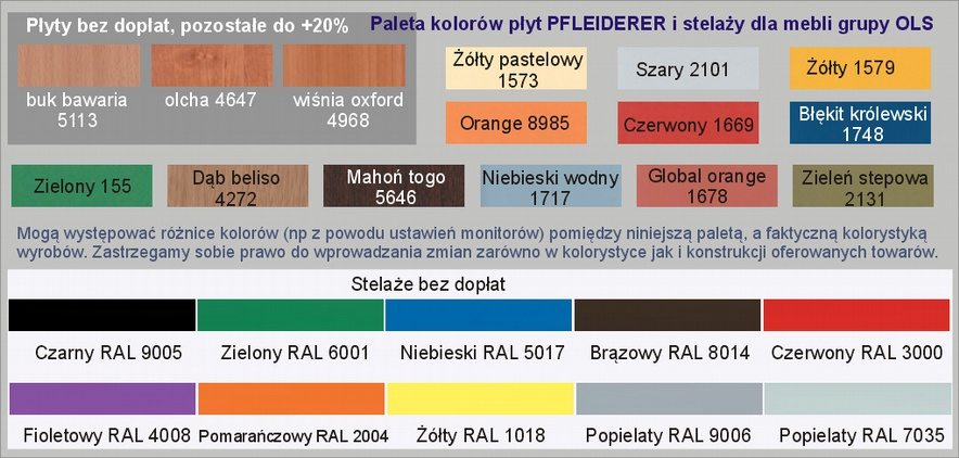 cennik, grupa OLS System mebli przedszkolnych Kasia-p, pozwalaja na zestawienie ich w segmenty dowolnej długości.