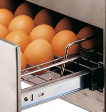 NAŚWIETLACZ DO JAJ urządzenie z lampami UV do powierzchniowej dezynfekcji jaj i noży można dezynfekować jednorazowo 30 sztuk jaj lub 8 sztuk noży czas naświetlania (sterylizacji): 150 sekund