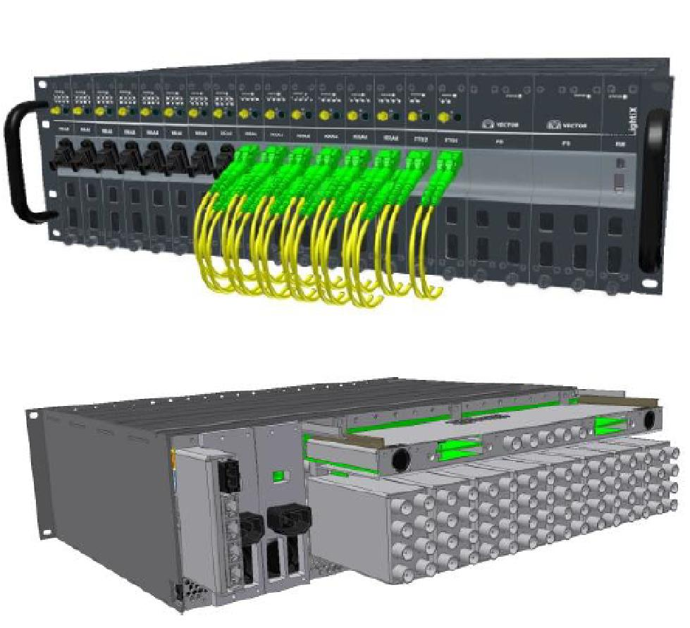 Platforma optyczna nowej generacji LightiX9000 Moduły części wspólnej 3 RU szafka aktywna kompatybilna 2 typy zasilaczy Moduł komunikacyjny NMS (do zarządzania lokalnego i zdalnego) Wbudowana WWW