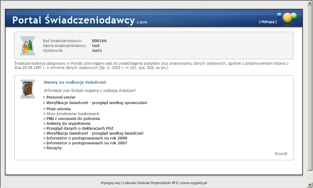 19 Portale Oddziałowe Strona umożliwia przekazanie do systemu oddziałowego informacji o złożonych wnioskach dotyczących zatrudnienia, zwolnienia czy też edycji danych personelu.