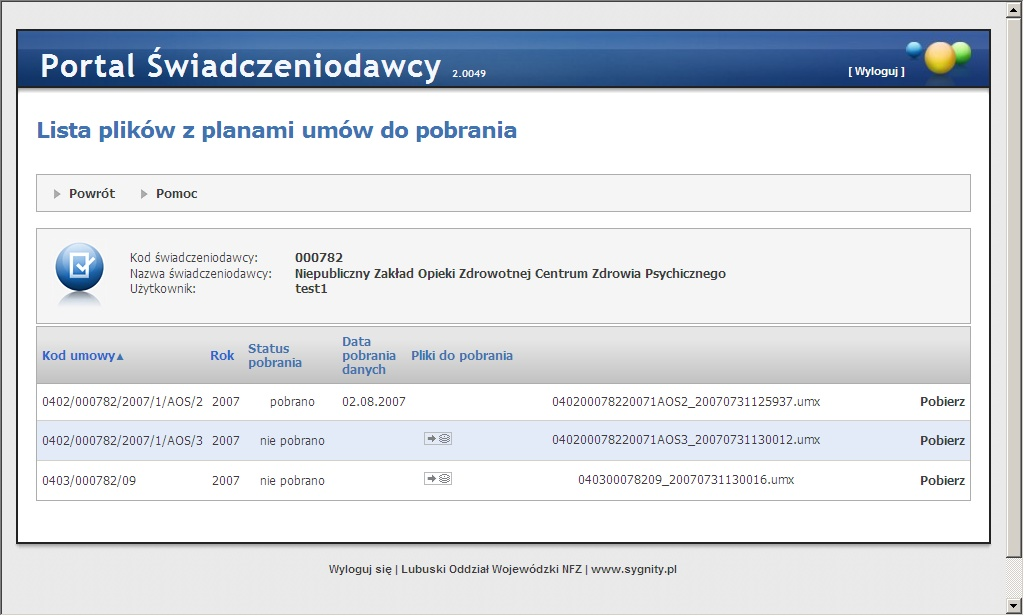 PORTAL ŚWIADCZENIODAWCY 78 Przycisk Powrót powoduje przejście do strony głównej Portalu Świadczeniodawcy. 1.4.