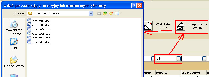 polu i zostaną przeniesione na kopertę dokładnie tak, jak zostały zapisane w książce korespondencji. 2.