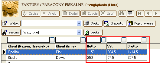 13 5. Poprawki Faktury o Dodanie obliczeń wartości każdej faktury w liście (przeglądaniu) faktury wydłużyło czas dostępu do okna.