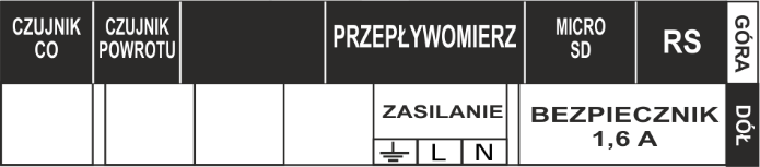 TECH Łączka górna Łączka dolna Bezpiecznik Przewody podpinamy zgodnie z poniższą naklejką (umieszczona również na sterowniku) zwracając