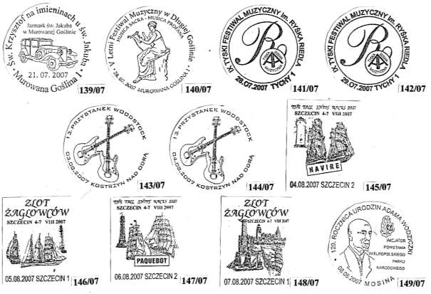 15 Rejestr stempli okolicznościowych 2007 r. 150/07 11.08.