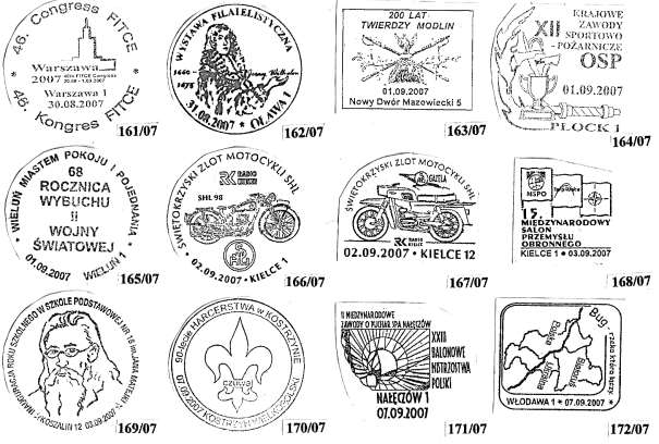 Rejestr stempli okolicznościowych 2007 r. 173/07 07.09.2007 Włodawa 1 VIII Sejmik Towarzystw Regionalnych Lubelszczyzny TPZW 174/07 08.09.2007 Krasnystaw Chmielaki Krasnostawskie Krasnystaw 175/07 08.