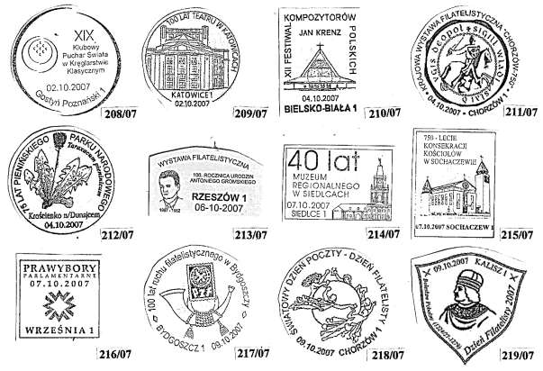 Rejestr stempli okolicznościowych 2007 r. 220/07 09.10.