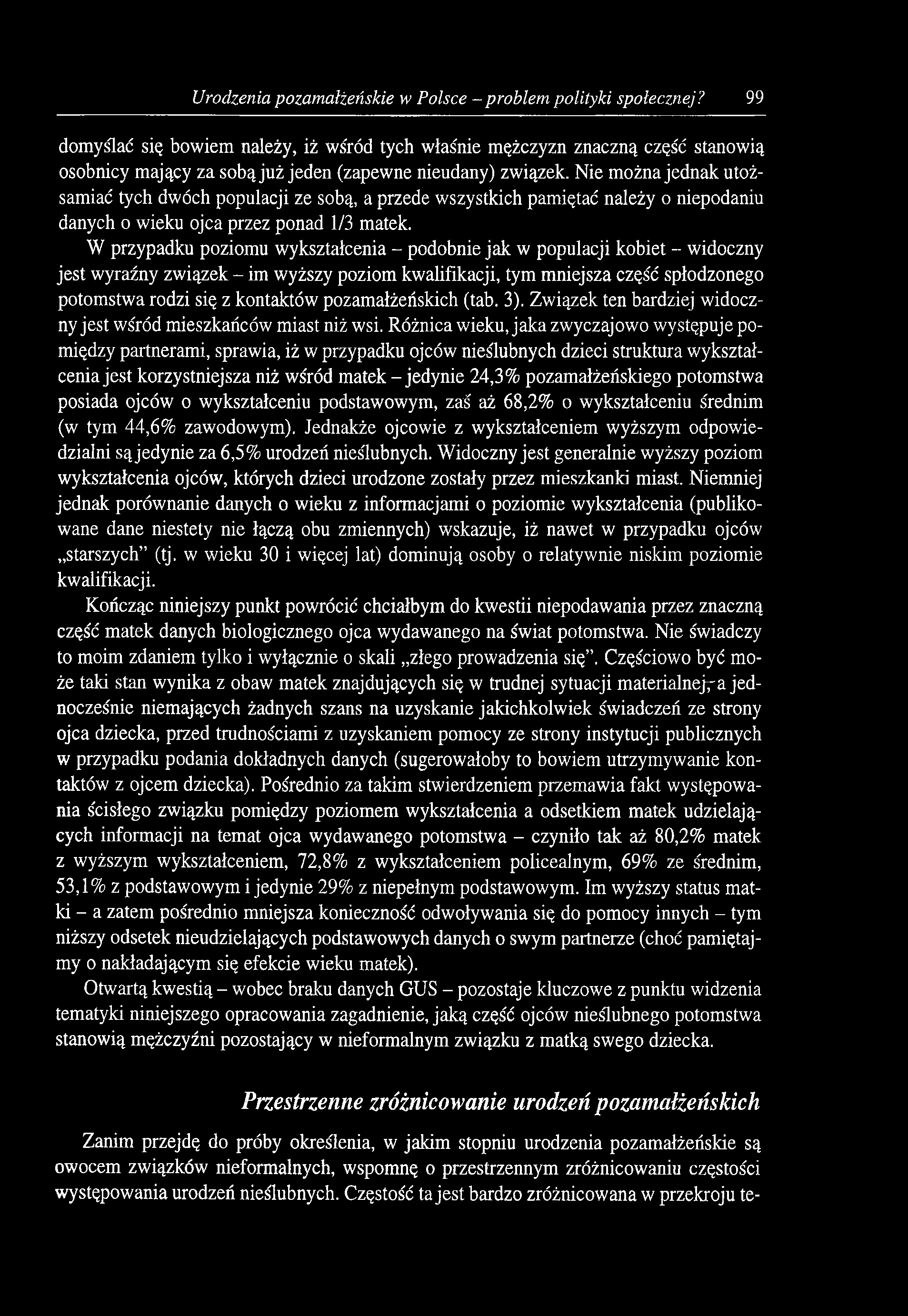 Urodzenia pozamałieńskie w Polsce - problem polityki społecznej?