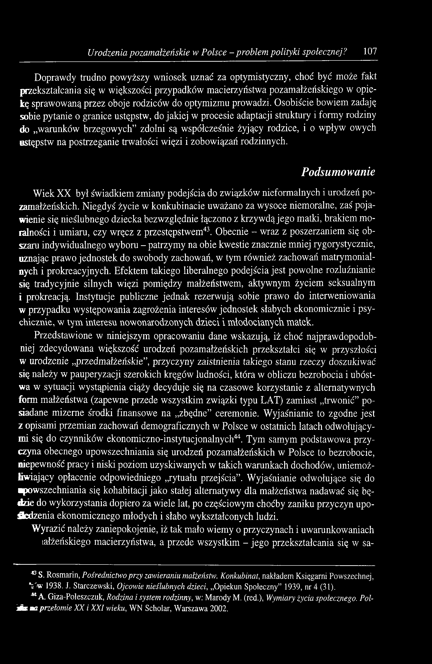 Urodzenia pozamałżeńskie w Polsce - problem polityki społecznej?