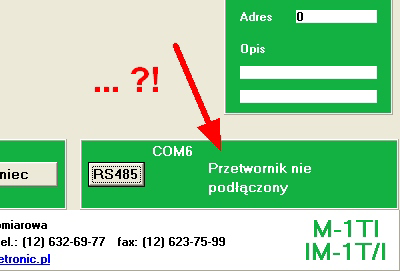 PROGRAM DO KONFIGURACJI PRZETWORNIKA Nawiązanie komunikacji z