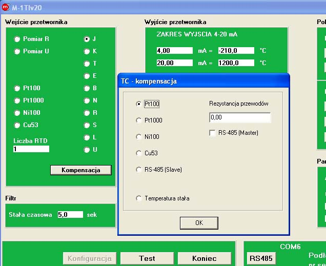PROGRAM DO KONFIGURACJI PRZETWORNIKA Okno wyboru sposobu