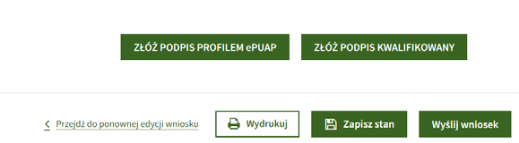 WYSŁANIE WNIOSKU O WYDANIE ZAŚWIADCZENIA Po kliknięciu przycisku Przejdź do podpisu, wyświetla się cały wypełniony formularz wniosku, wraz z zaznaczonym oświadczeniem oraz wskazanymi załączonymi