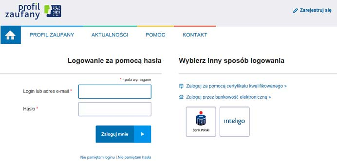 PODPIS ZAUFANY e-puap Należy kliknąć przycisk Złóż podpis profilem epuap pod wybranym dokumentem (wypełnionym formularzem deklaracji, wniosku lub oferty) w IPA.